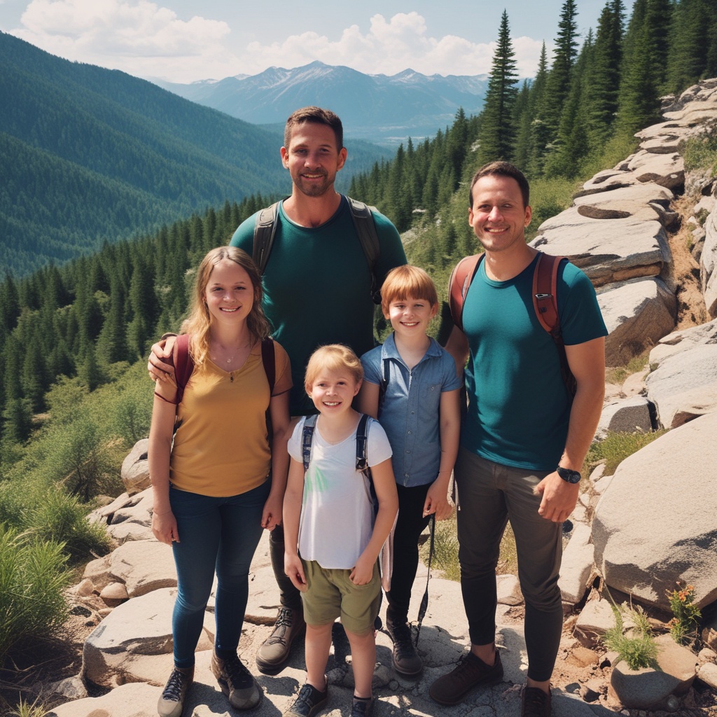 Family album photo - Hiking in the mountains