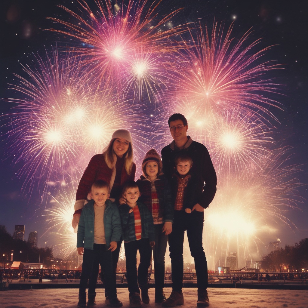 Family album photo - New Year's Eve fireworks